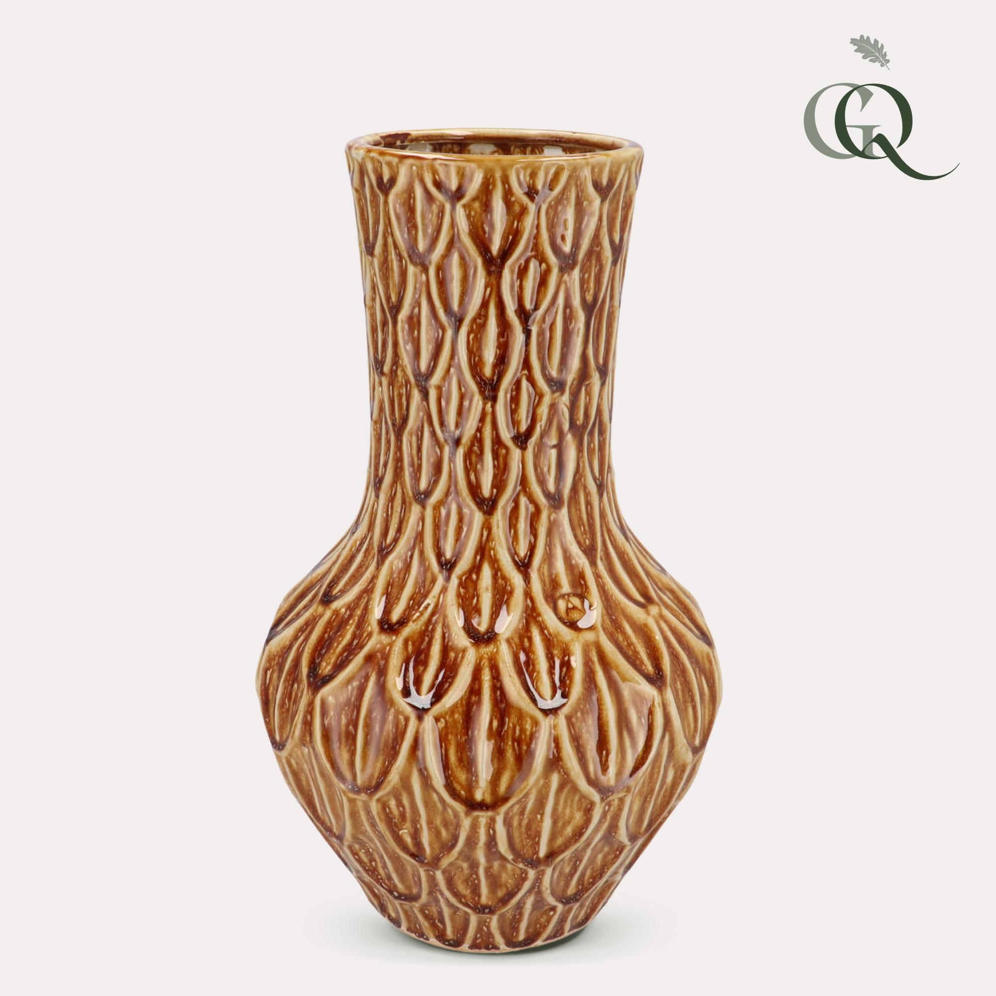 Moderne Steinoptik Vase Braun