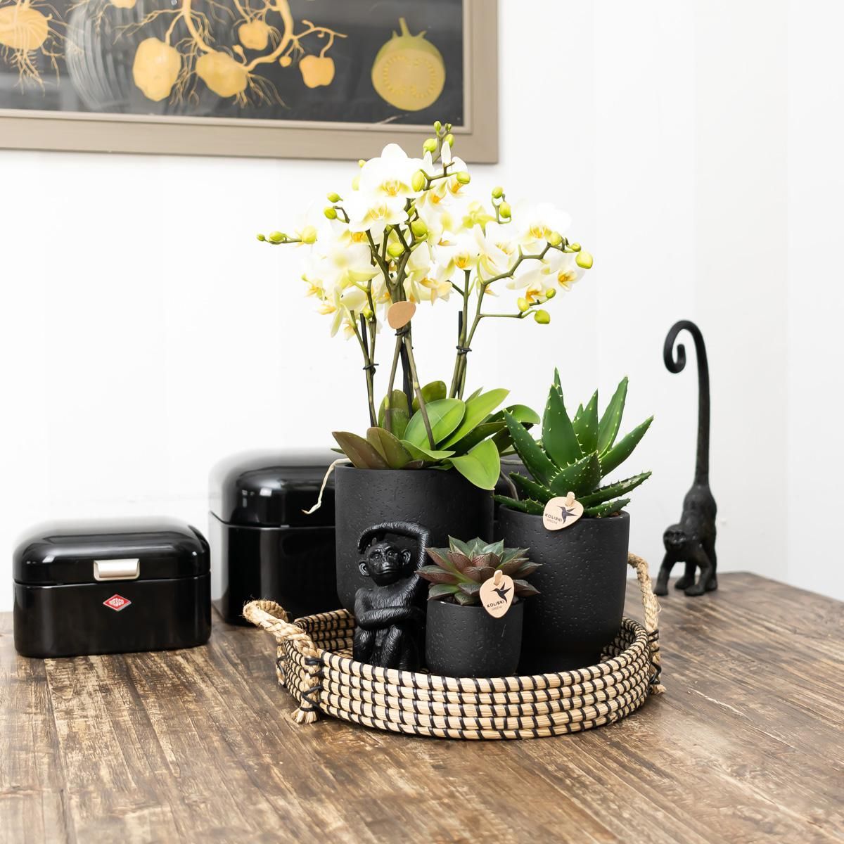 Ornament Affe sitzend in Schwarz