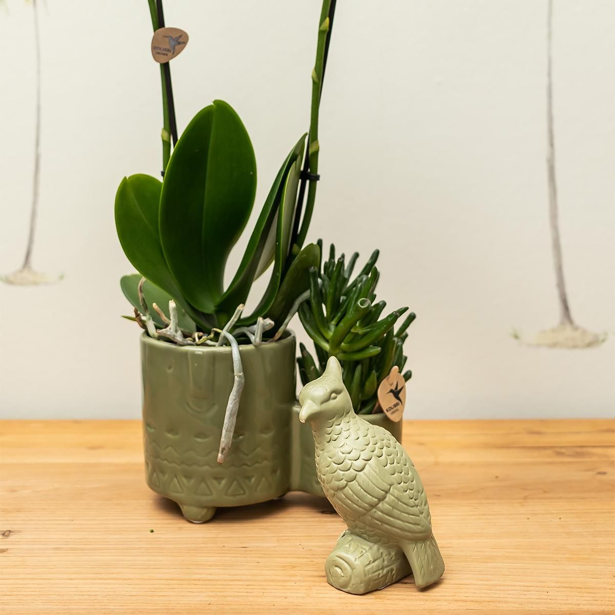 Kakadu Deko-Skulptur Grün | Dekorative Vogel Figur
