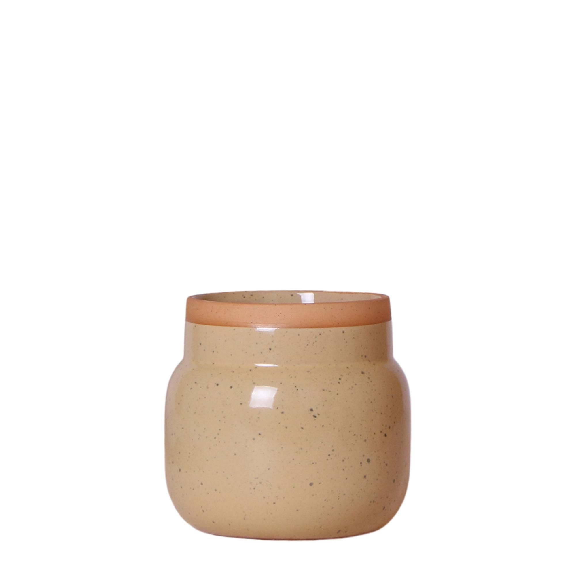 Vintage Blumentopf aus Keramik in Khaki