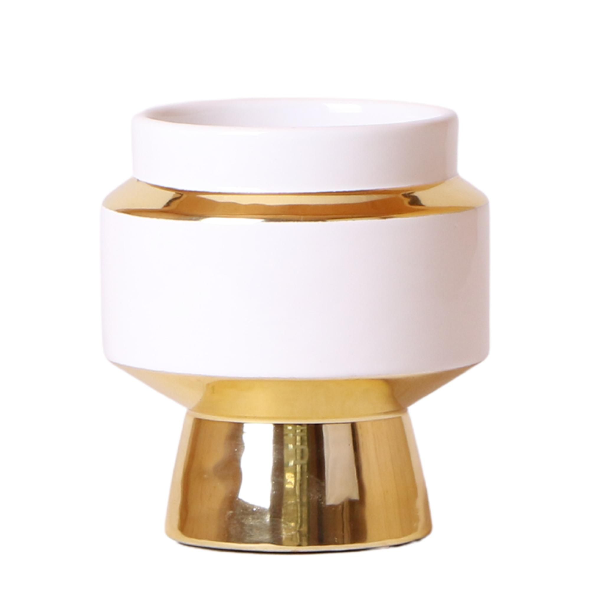 Le Chic weißer Keramik Blumentopf mit goldenen Details