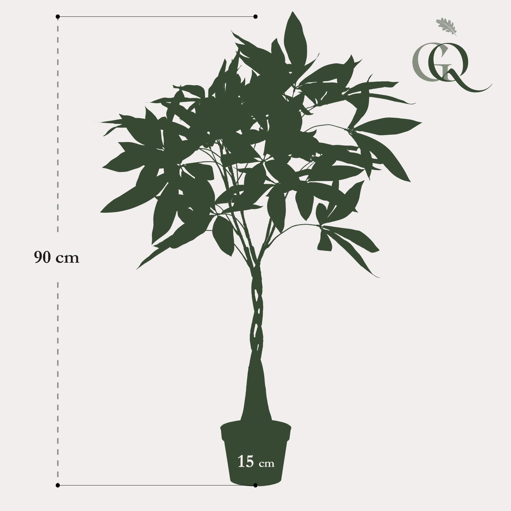 Kunstpflanze Pachira Aquatica – Geldbaum – 90cm Hoch – Täuschend Echt