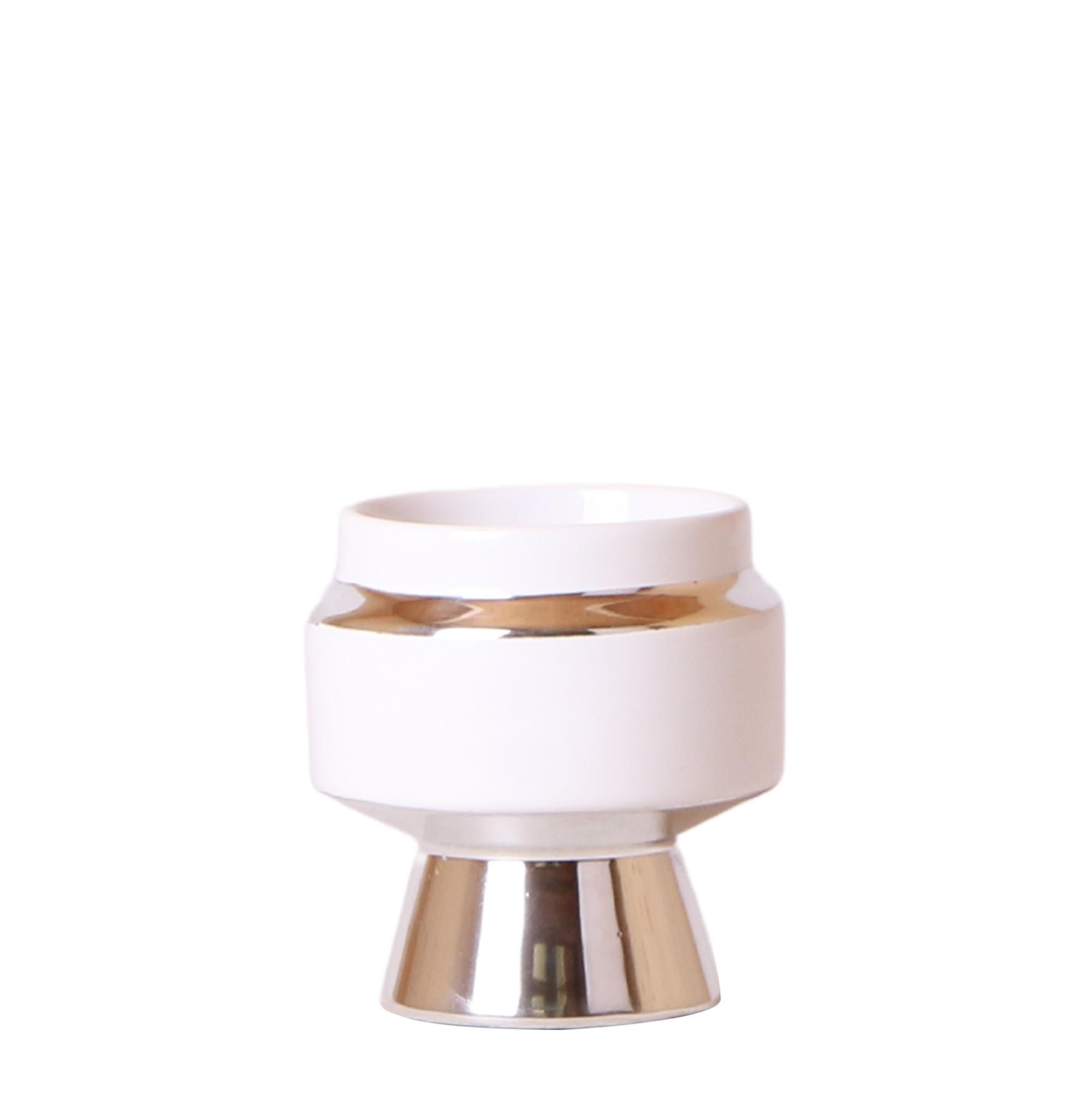 Le Chic Keramik Blumentopf Weiß mit Silberdetails