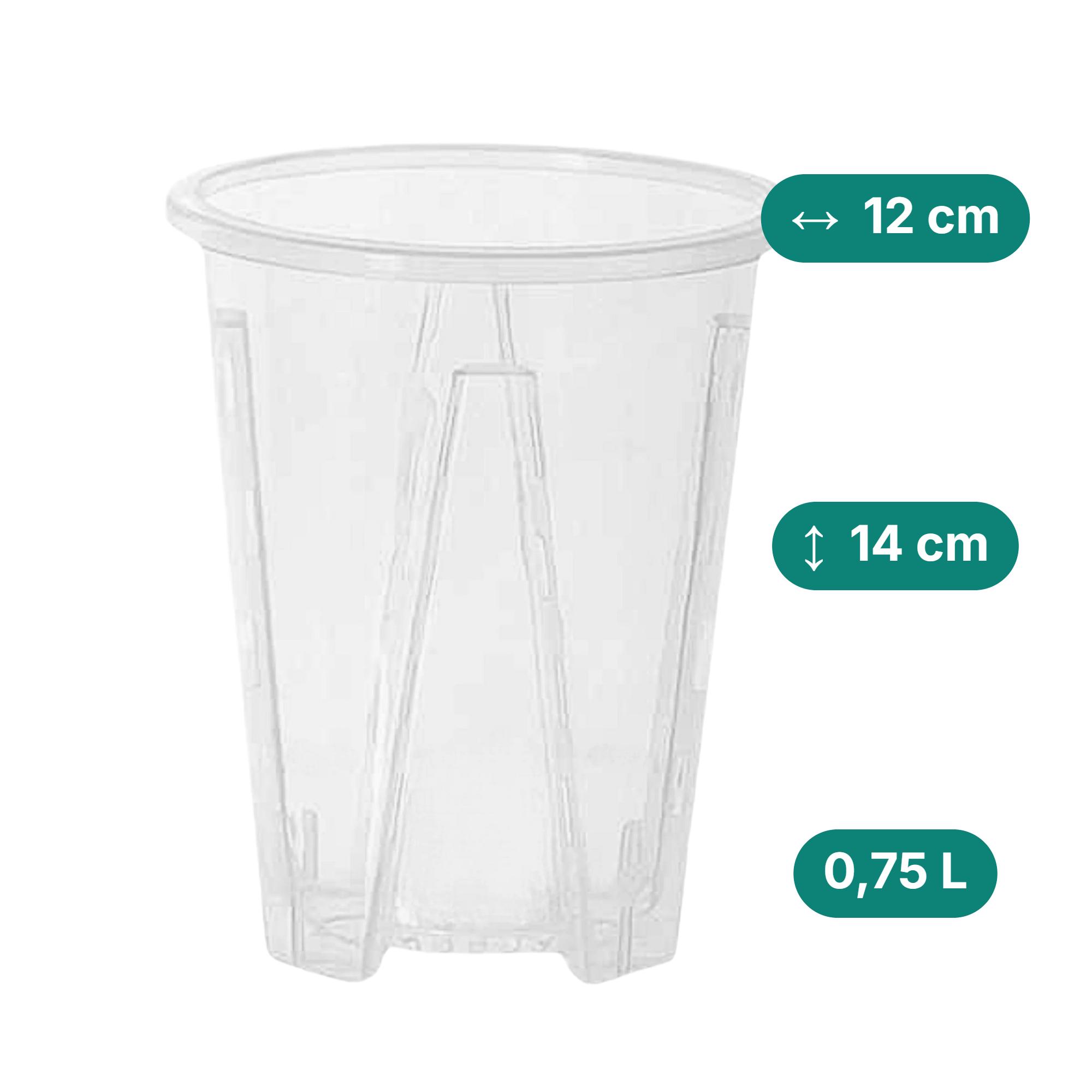 Transparenter Aroid Topf für optimales Wurzelwachstum (Topfdurchmesser in cm:12, Höhe in cm:14, Volumen in L:0,75)