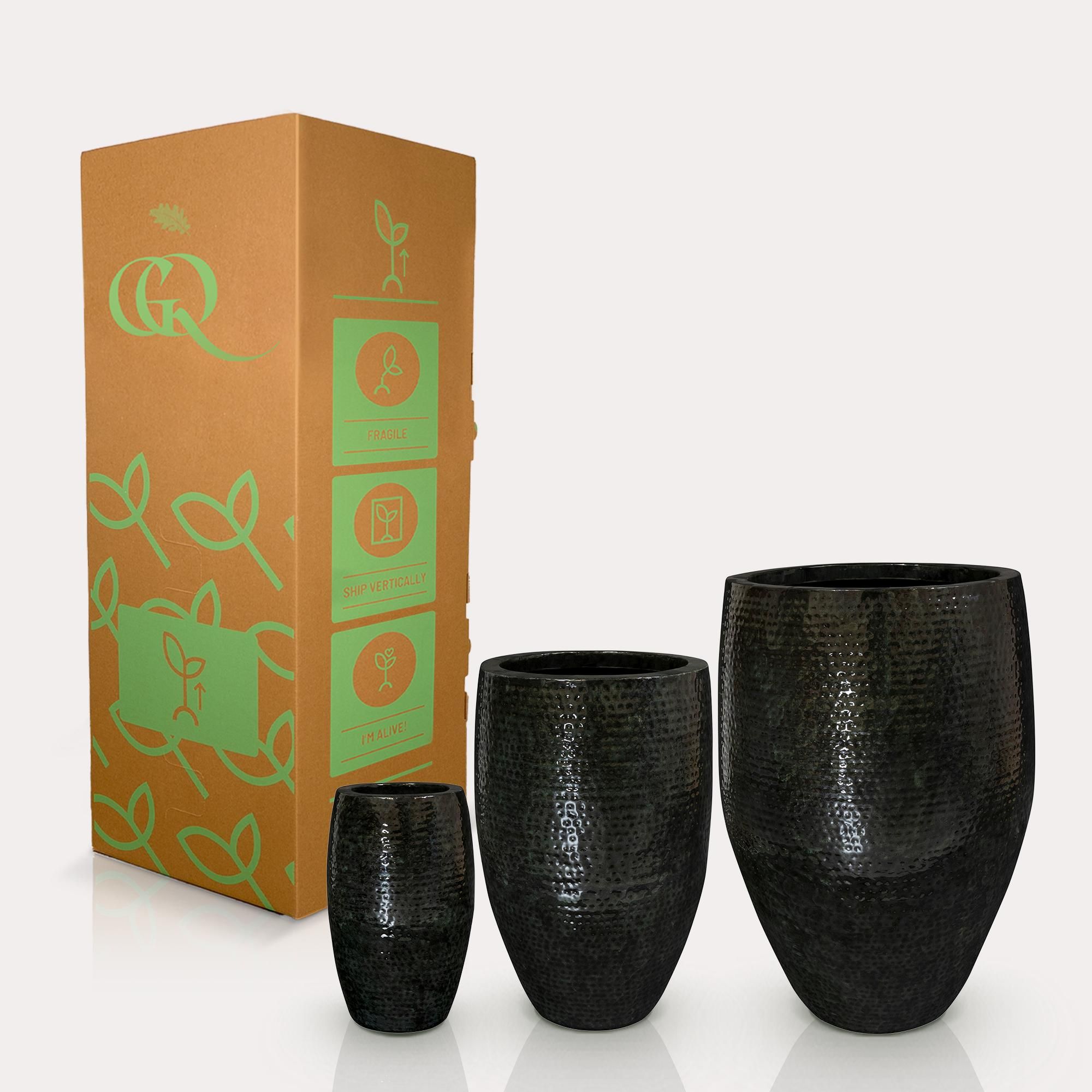 3er Set Blumentöpfe Thom – Schwarz Schwarz – Large