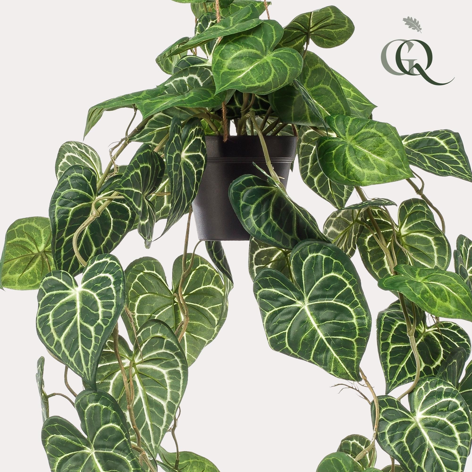 Kunstpflanze Anthurium Clarinervium in Hängekorb