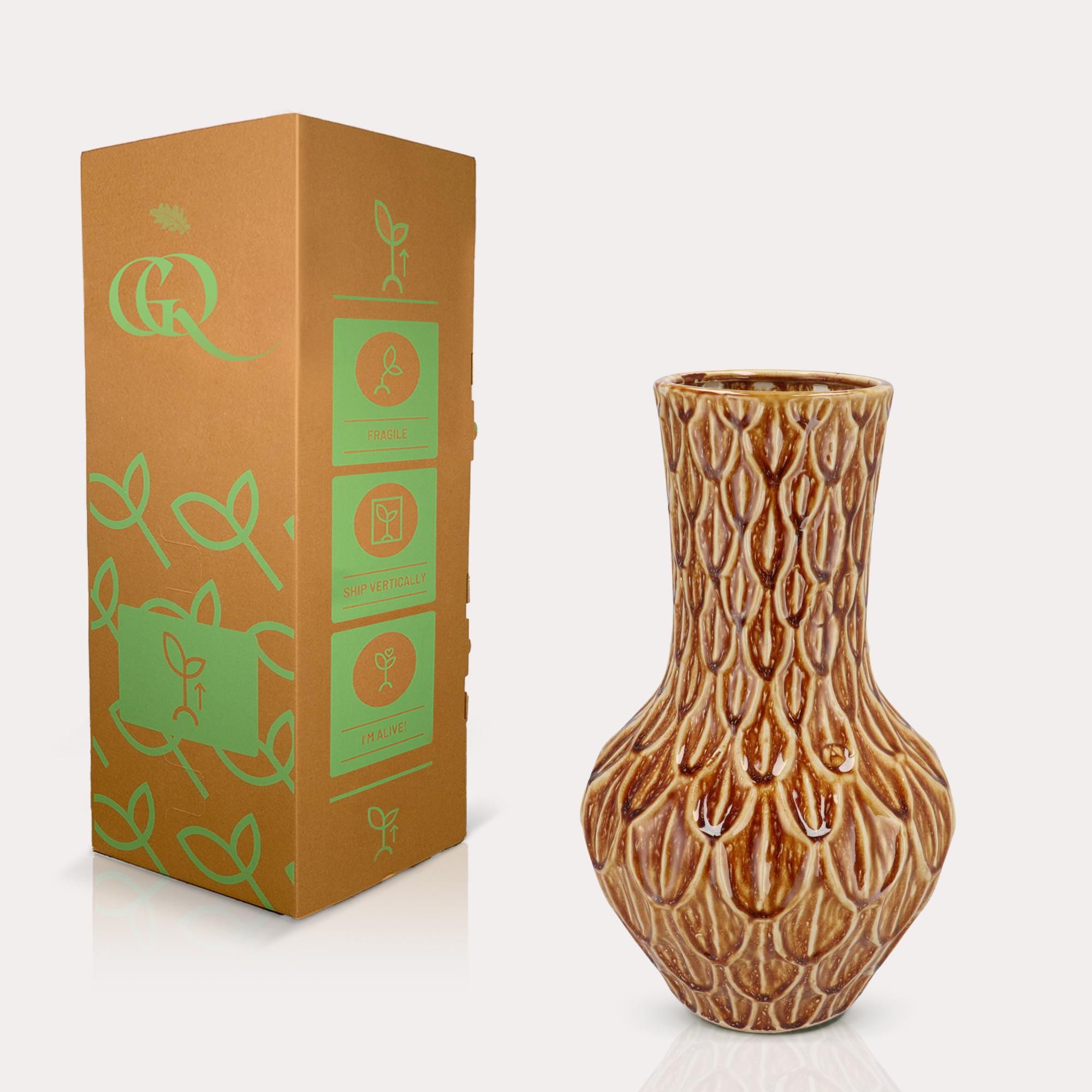 Moderne Steinoptik Vase Braun