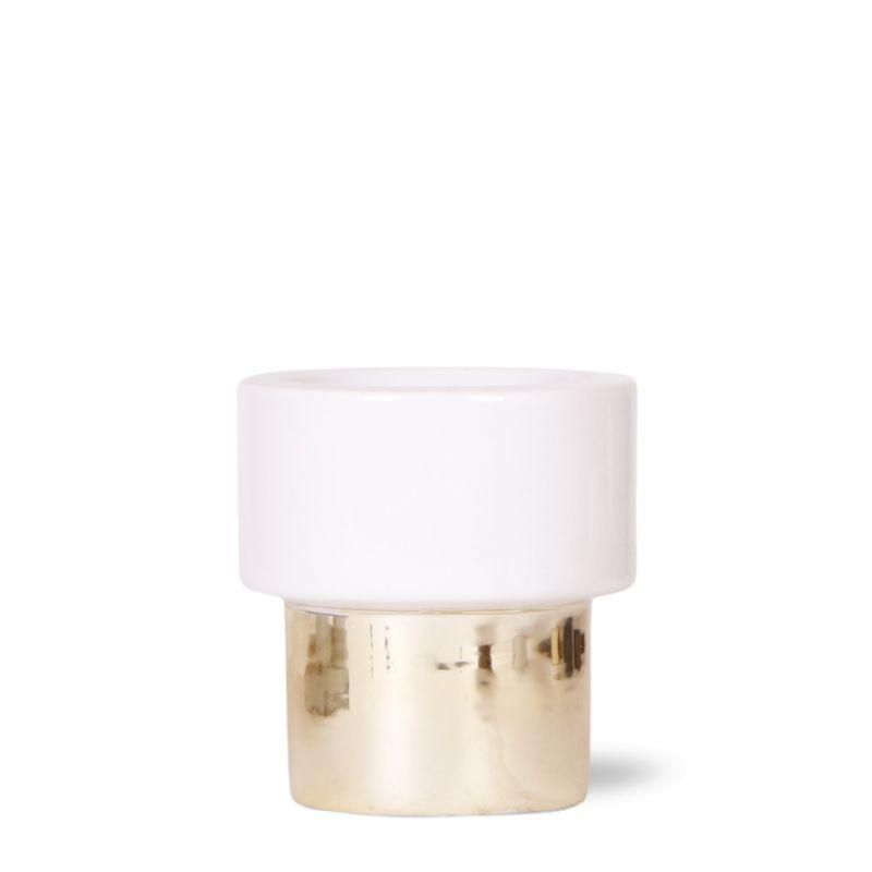 Keramik Blumentopf Lush in Gold Weiß