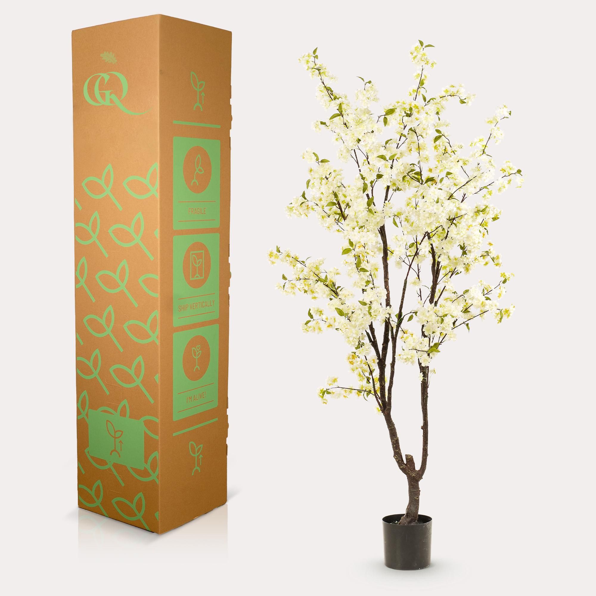 Kunstbaum Prunus Kirschblüte Weiß - 210cm künstliche Pflanze