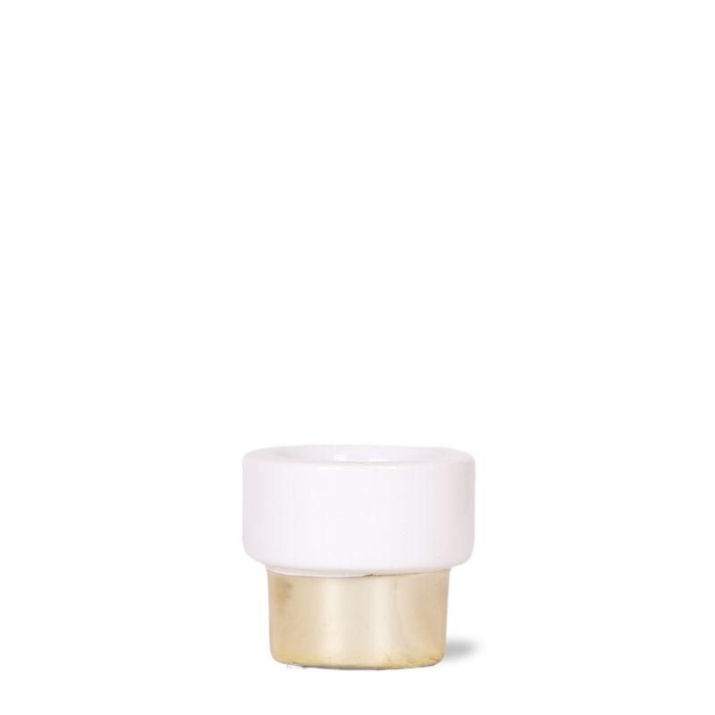 Keramik Blumentopf Lush in Gold Weiß
