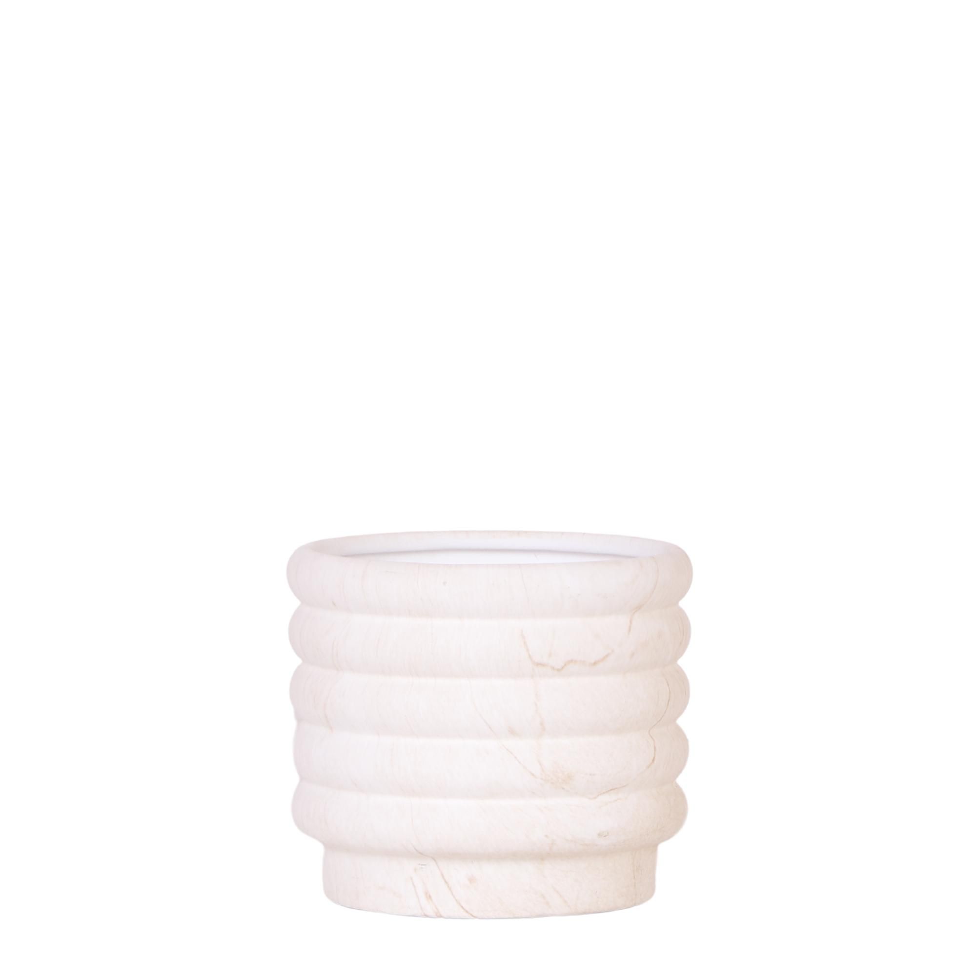 Marmor-Topf – Hell – Ø12cm | Blumentopf für Zuhause
