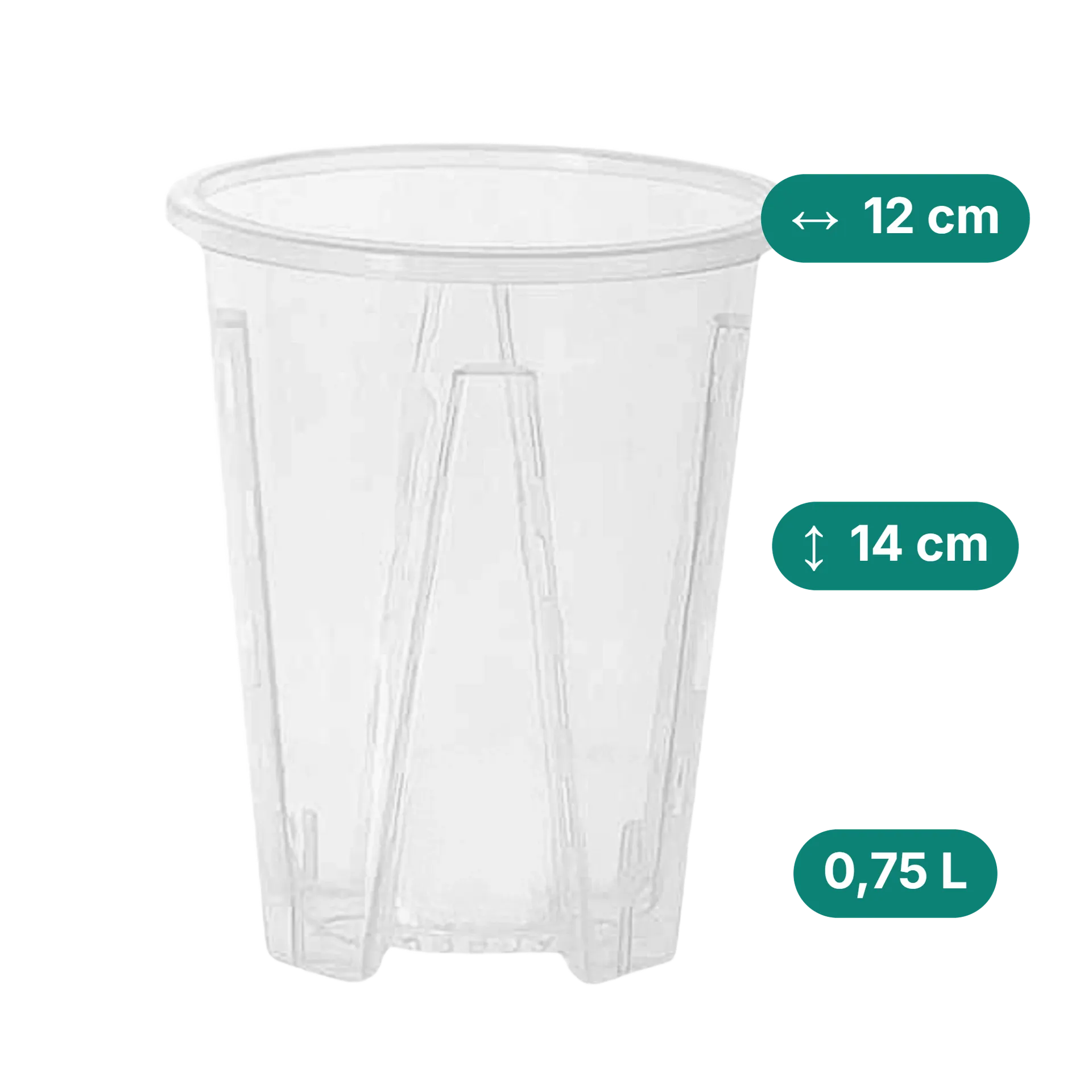 Transparenter Aroid Topf für optimales Wurzelwachstum (Topfdurchmesser in cm:12, Höhe in cm:14, Volumen in L:0,75)