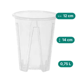 Transparenter Aroid Topf für optimales Wurzelwachstum (Topfdurchmesser in cm:12, Höhe in cm:14, Volumen in L:0,75)