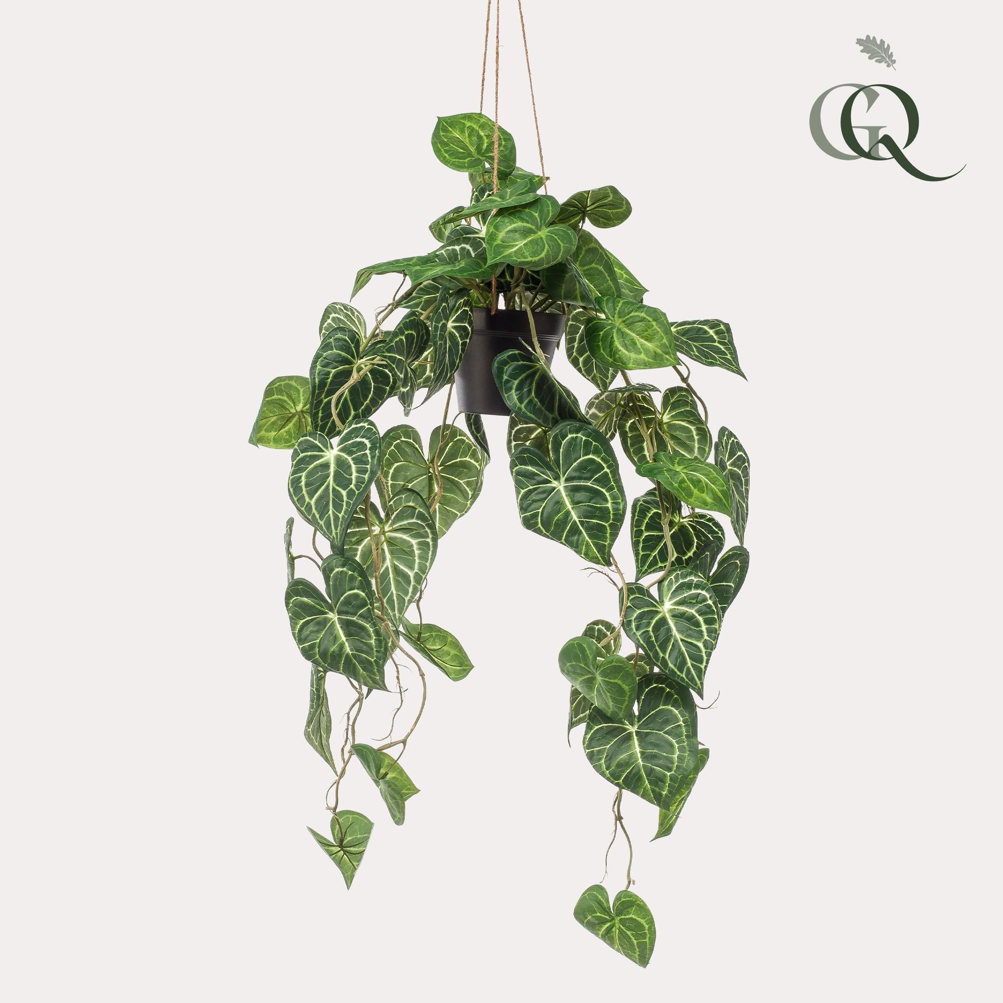 Kunstpflanze Anthurium Clarinervium in Hängekorb
