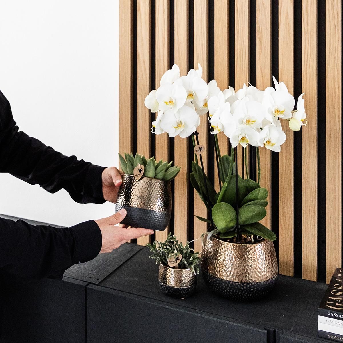 Keramik Blumentopf Kupfer glänzend Ø9cm