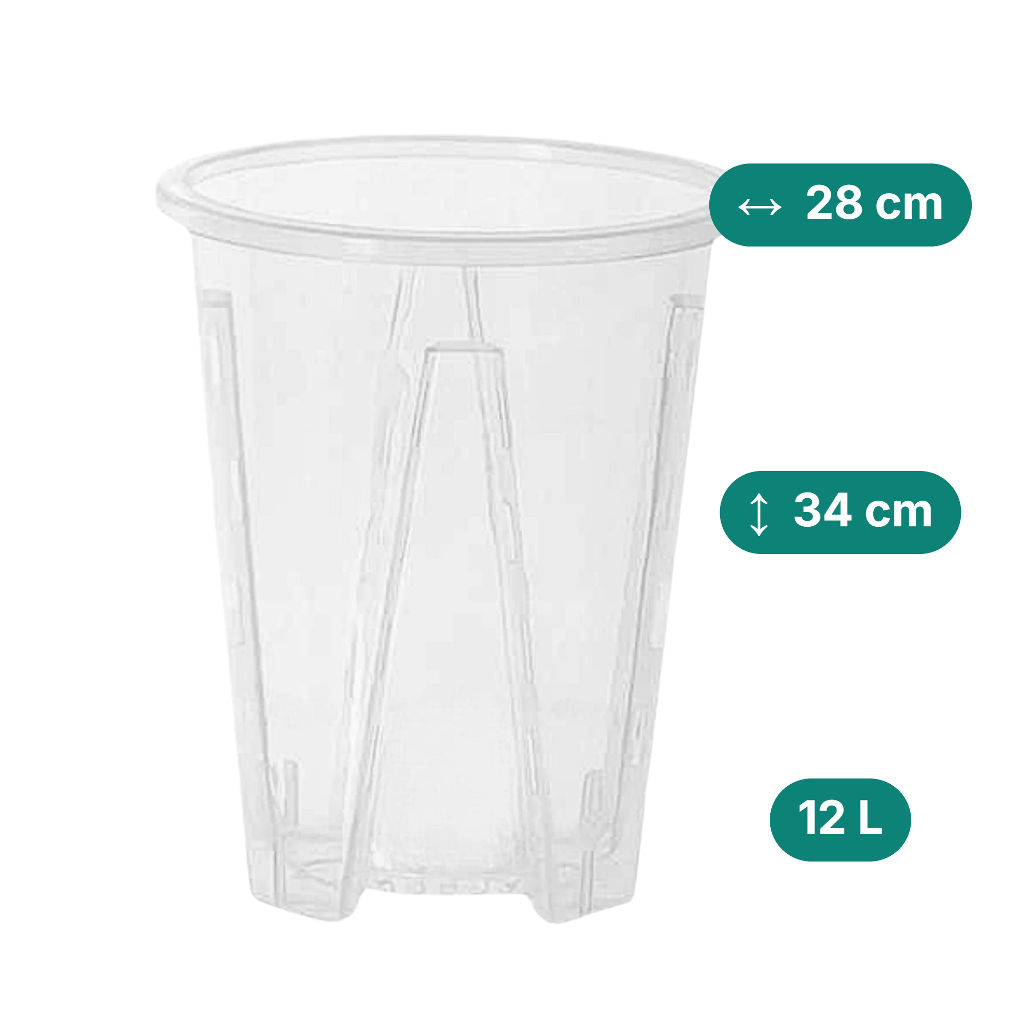 Transparenter Aroid Topf für optimales Wurzelwachstum (Topfdurchmesser in cm:28, Höhe in cm:34, Volumen in L:12)