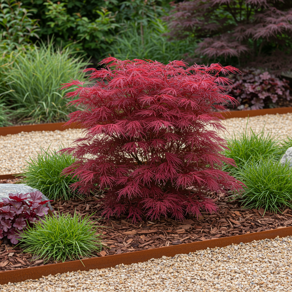 Japanischer Ahorn (Acer palmatum Skeeter's Broom) – Lila – Laubabwerfend | 2er-Set | Topf 19cm Höhe 70cm