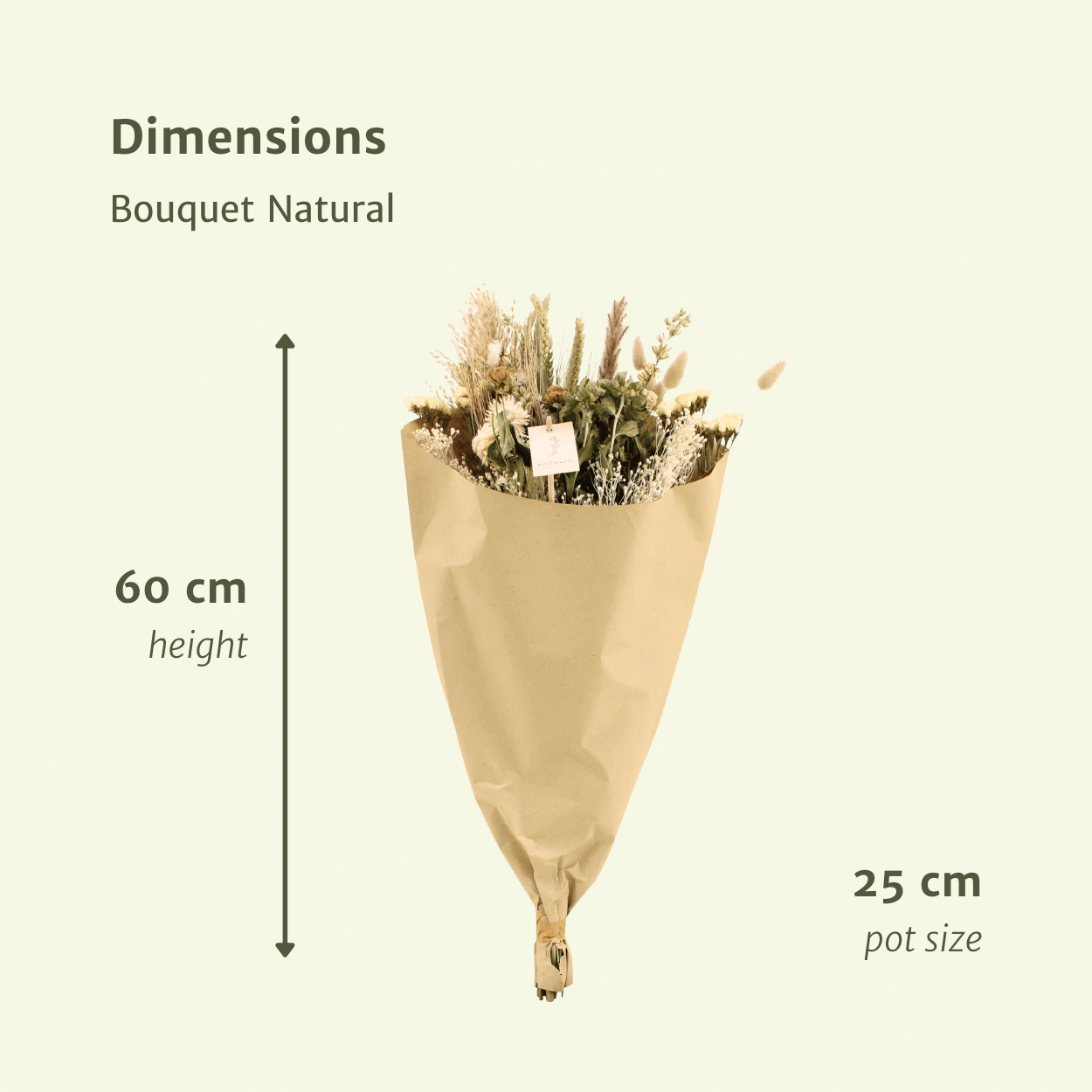 Natürlicher Trockenblumenstrauß in Ø25cm Vase