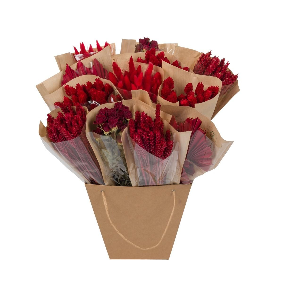 Getrocknete Blumen Strauß - Mono Mix Rot - 50cm