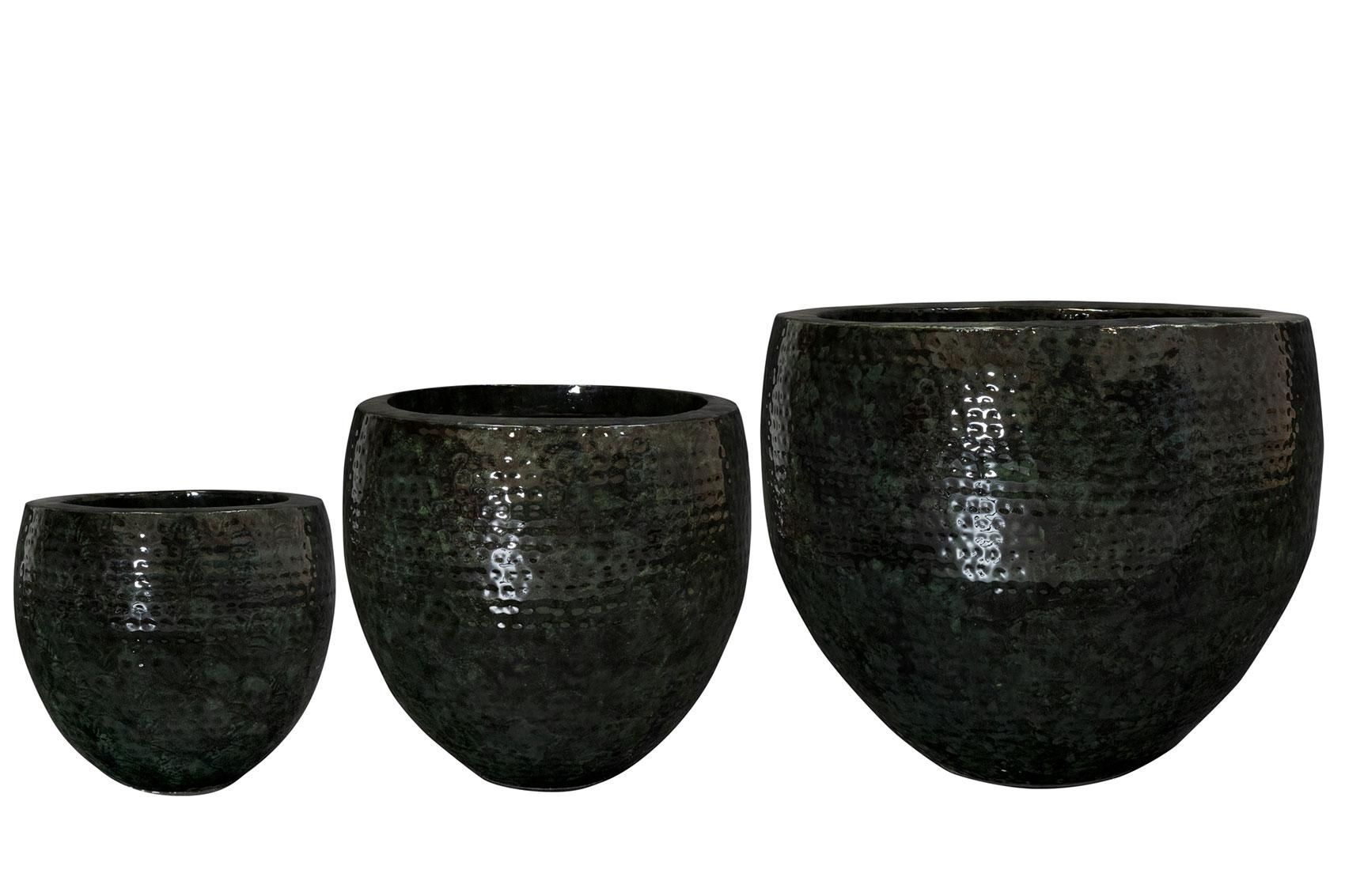 3er Set Blumentöpfe – Schwarz Metall – Robuste Ausführung