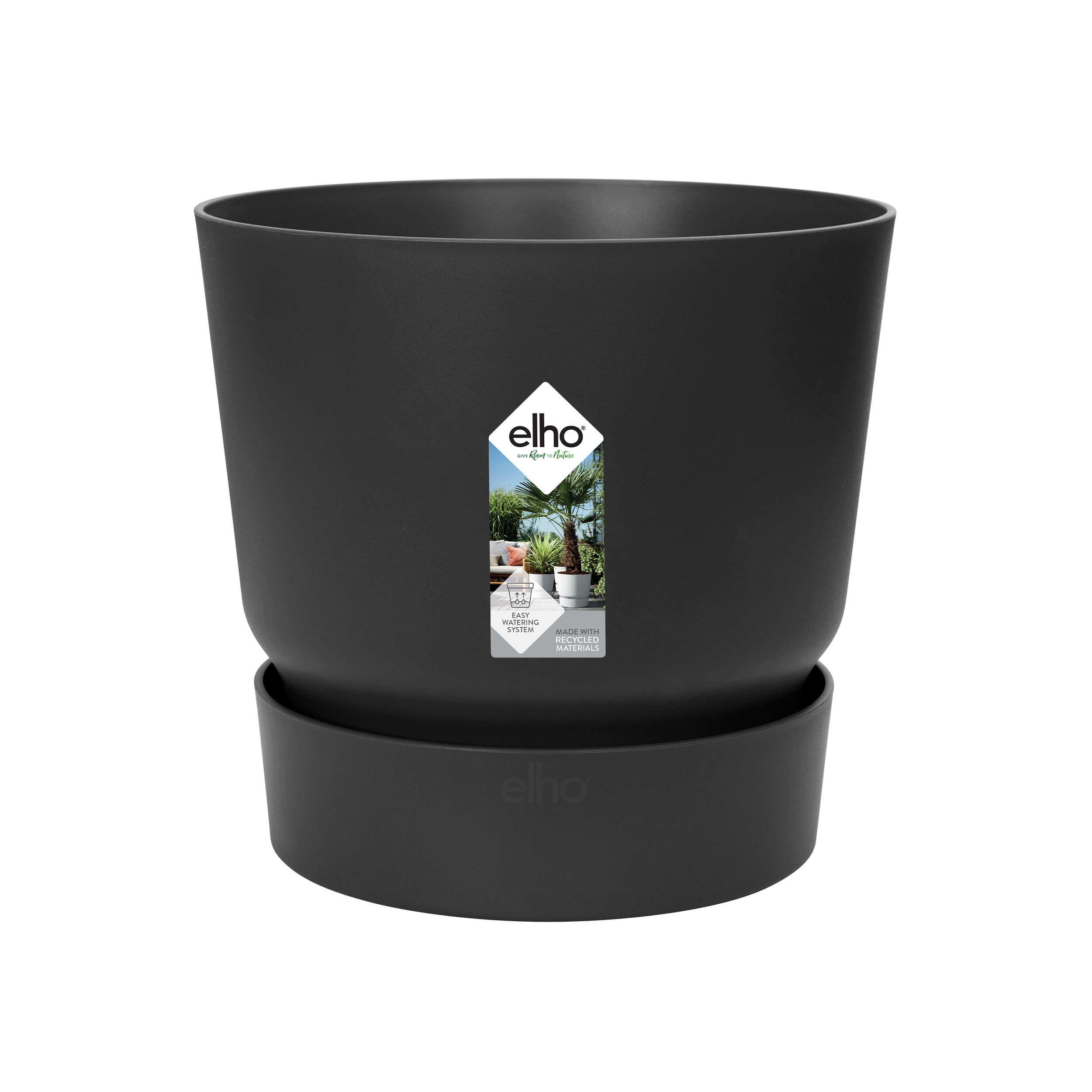 Elho Greenville Pflanzen-Topf Rund Schwarz