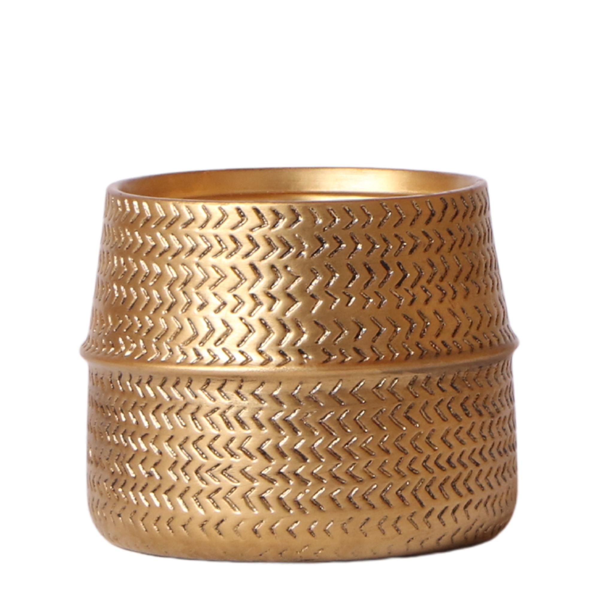 Groove Blumentopf aus Keramik in Gold