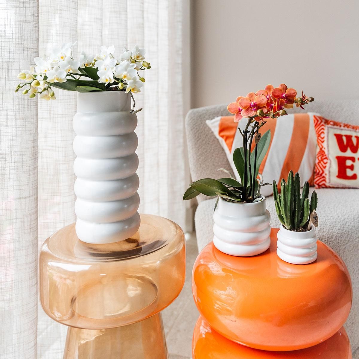 Keramik Blumentopf Bubble Weiß
