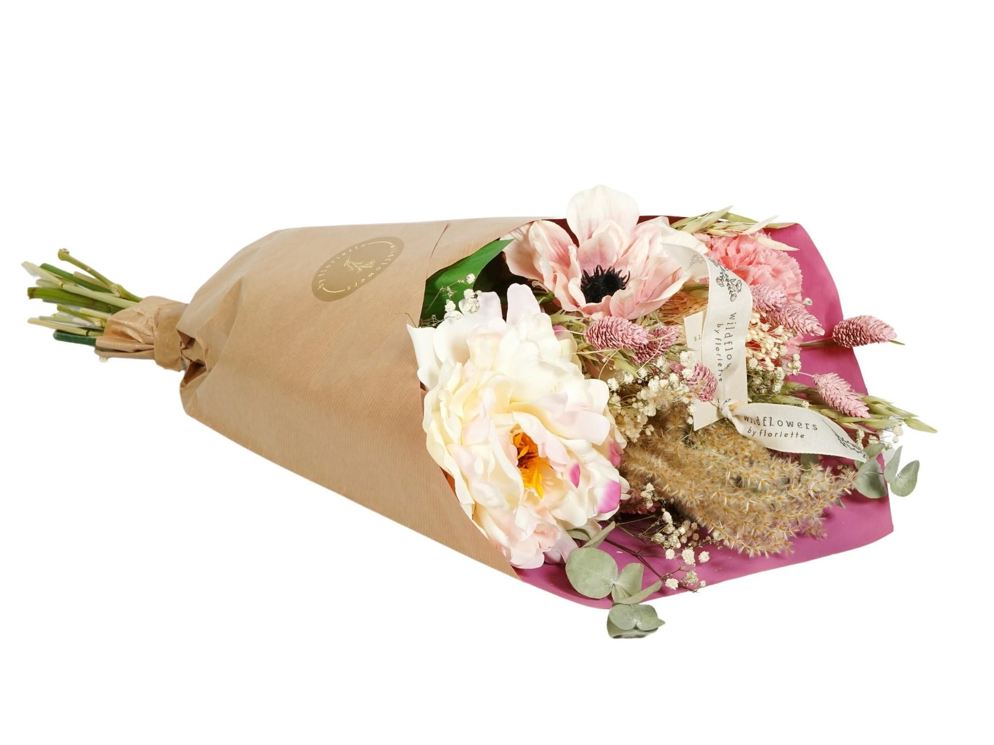 Getrocknete Blumen & Seide – Pfingstrosen Liebe – Kunstblumen & Trockenblumen – 55cm