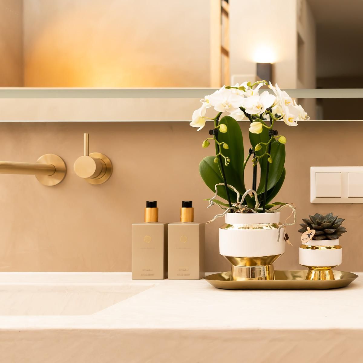 Le Chic Keramik Blumentopf mit goldenen Details