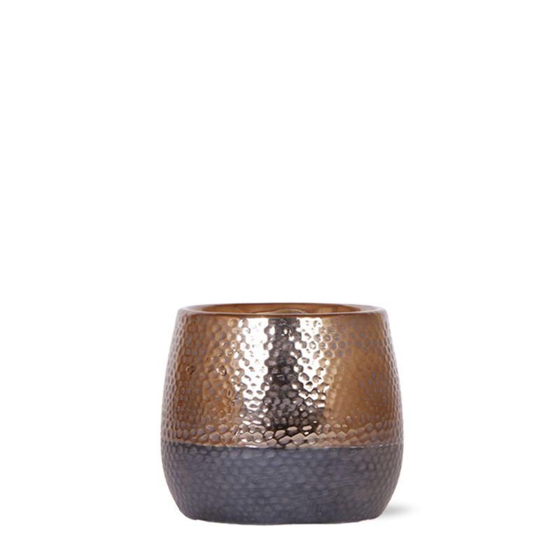 Keramik Blumentopf Kupfer glänzend Ø9cm