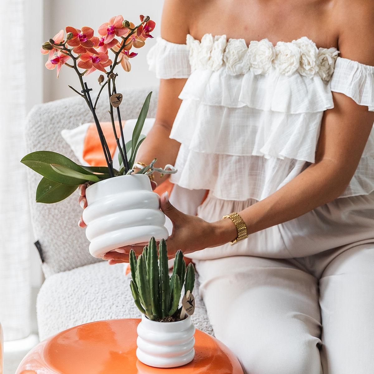 Keramik Blumentopf Bubble Weiß